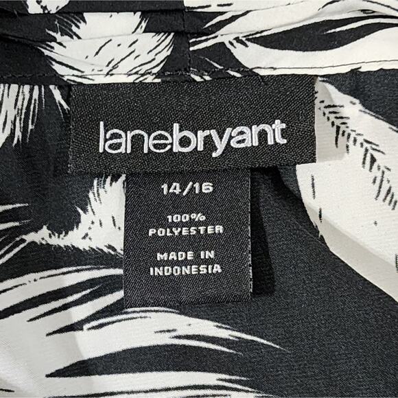 Lane Bryant black and white tropical cowl neck Sleeveless tunic plus sz 14 16 1X - Picture 5 of 5